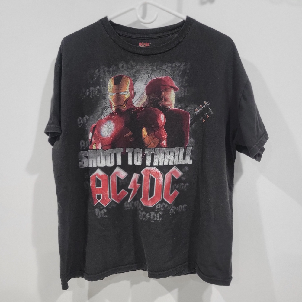 AC/DC and Iron Man 2 Graphic Tee / Shoot to Thrill / Size Large